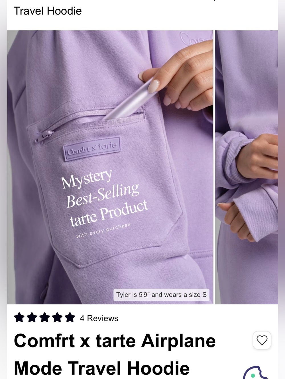 Comfrt x Tarte Lilac Blush Travel Hoodie